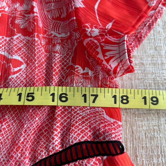 Urban Outfitters Red Floral A-Line Mini V-Neck Dress Short Sleeves Size Small - Picture 9 of 11